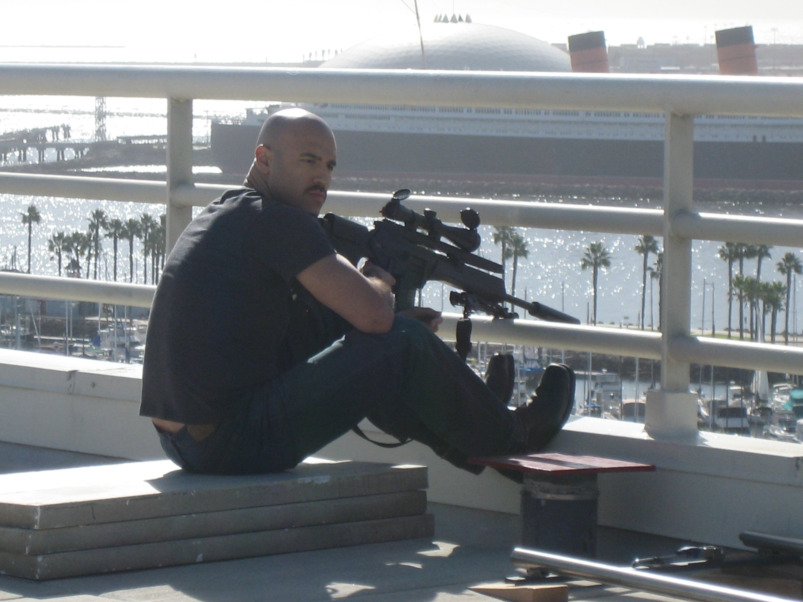 Byron Quiros on set of CSI Miami