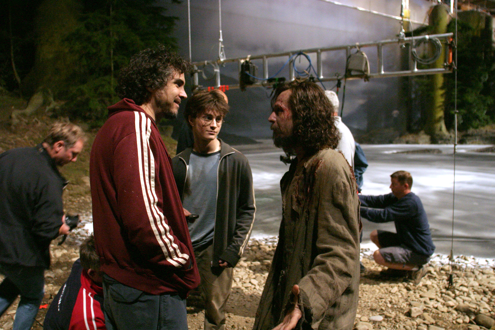 Still of Gary Oldman, Alfonso Cuarón and Daniel Radcliffe in Haris Poteris ir Azkabano kalinys (2004)
