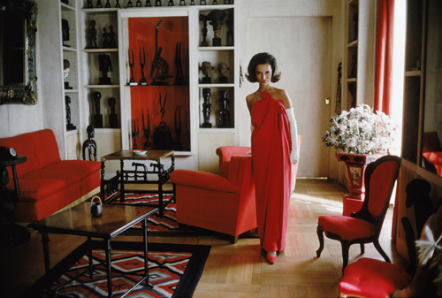 Lee Radziwill in a red gown by Lanvin circa 1960s