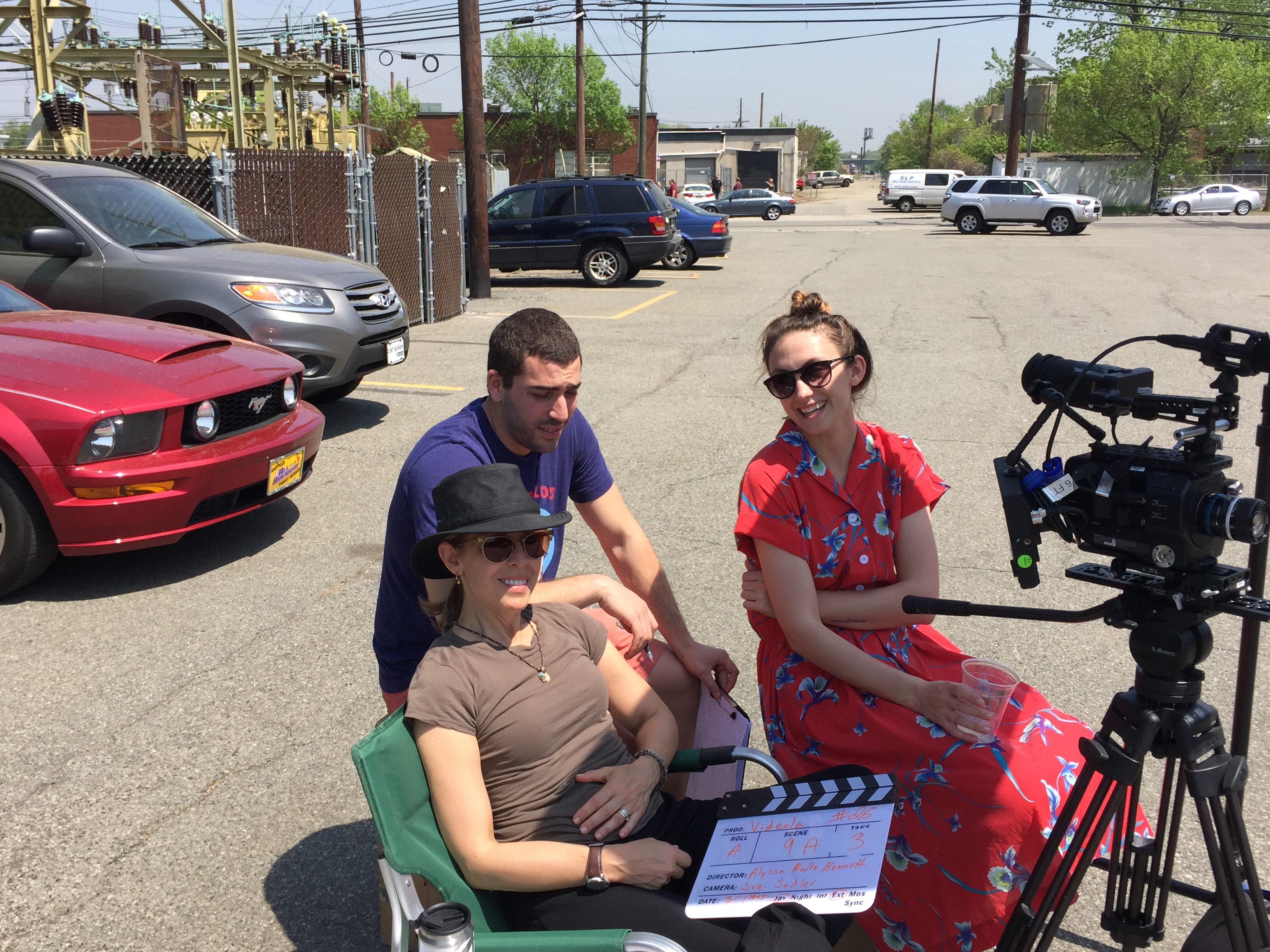 Alyssa Rallo Bennett, director, Nicolas Alvo, Production Manager, and Suzi Sadler, Cinematographer, on the set of 