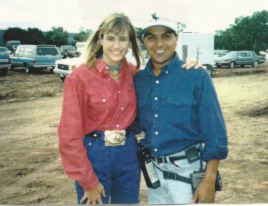 Cynthia Geary & Assistant to the Director Daniel Ramos on location in San Antonio, Texas filming 