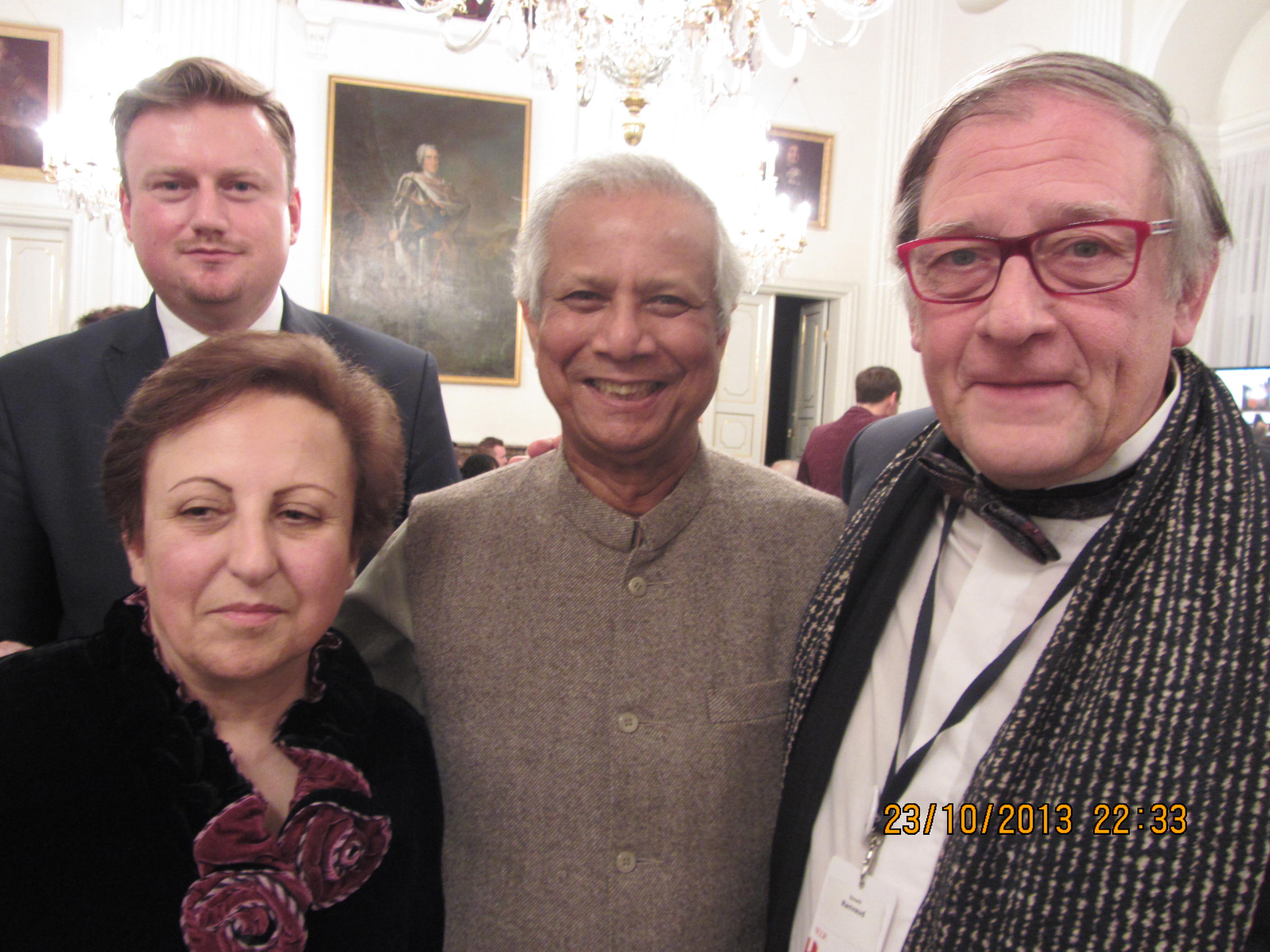 with Professor Yunus and Shirin Ebadi at the Nobel Peace laureate Association meeting in Warsaw