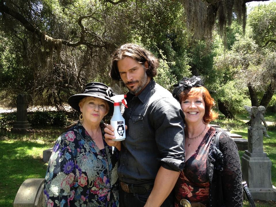 Dale Raoul with Joe Mangianello and Patricia Bethune on the True Blood set.
