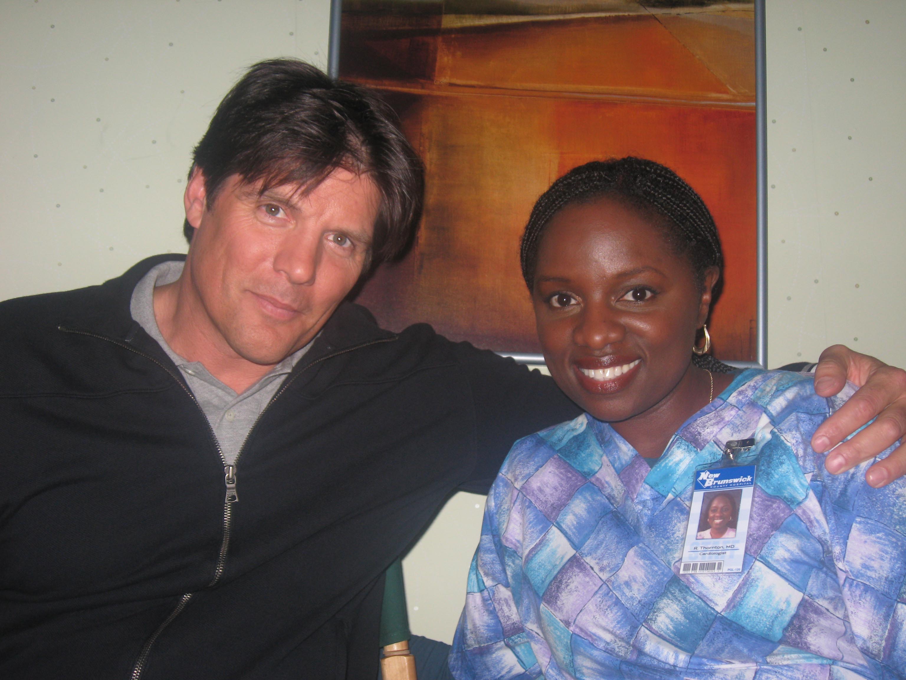 Angela on the set of One Tree Hill with Paul Johansson.