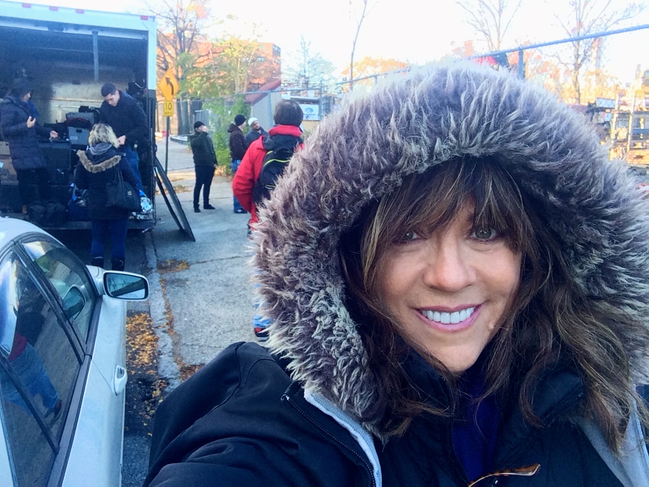 Shooting a film on chilly Astoria day.