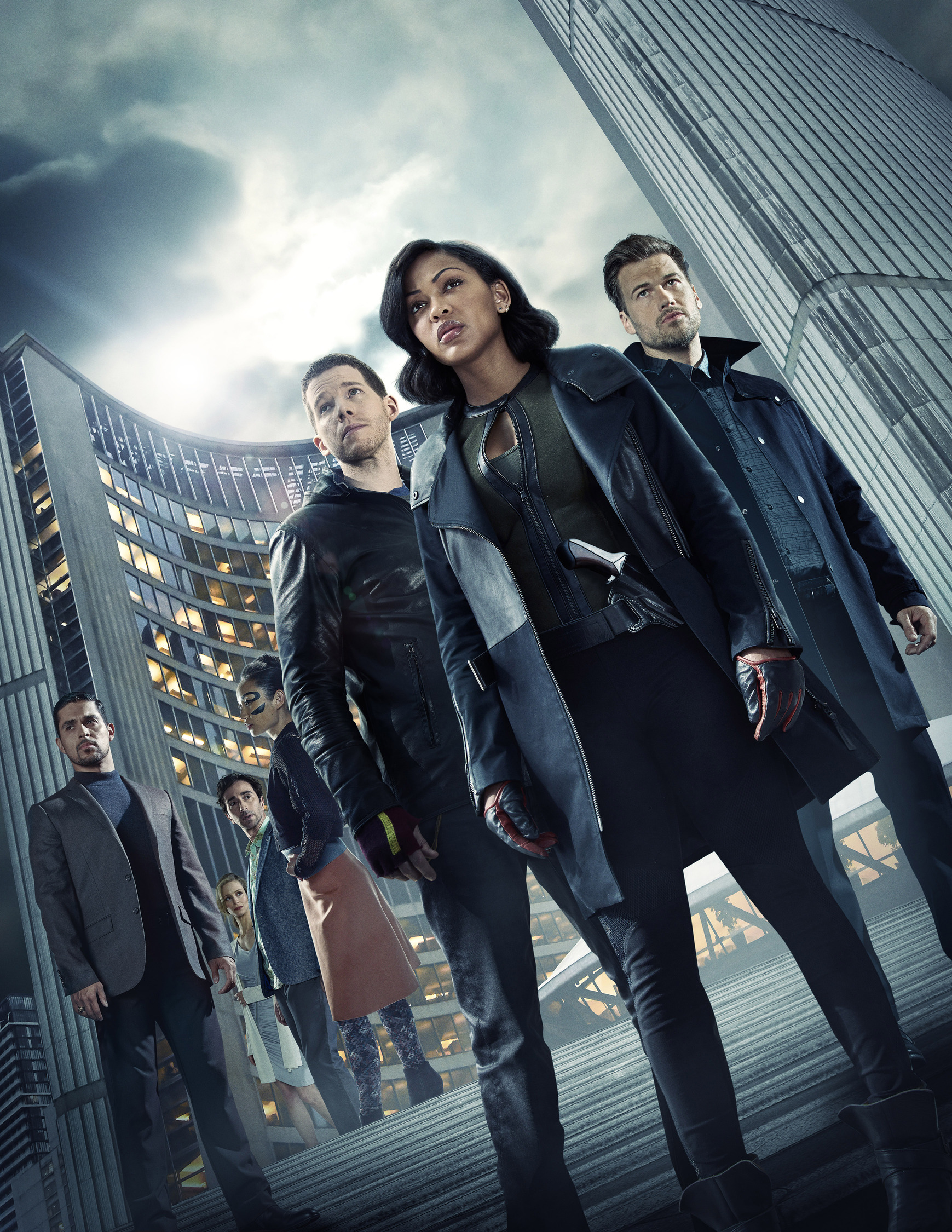 Still of Wilmer Valderrama, Meagan Good, Daniel London, Laura Regan, Stark Sands, Nick Zano and Li Jun Li in Minority Report (2015)