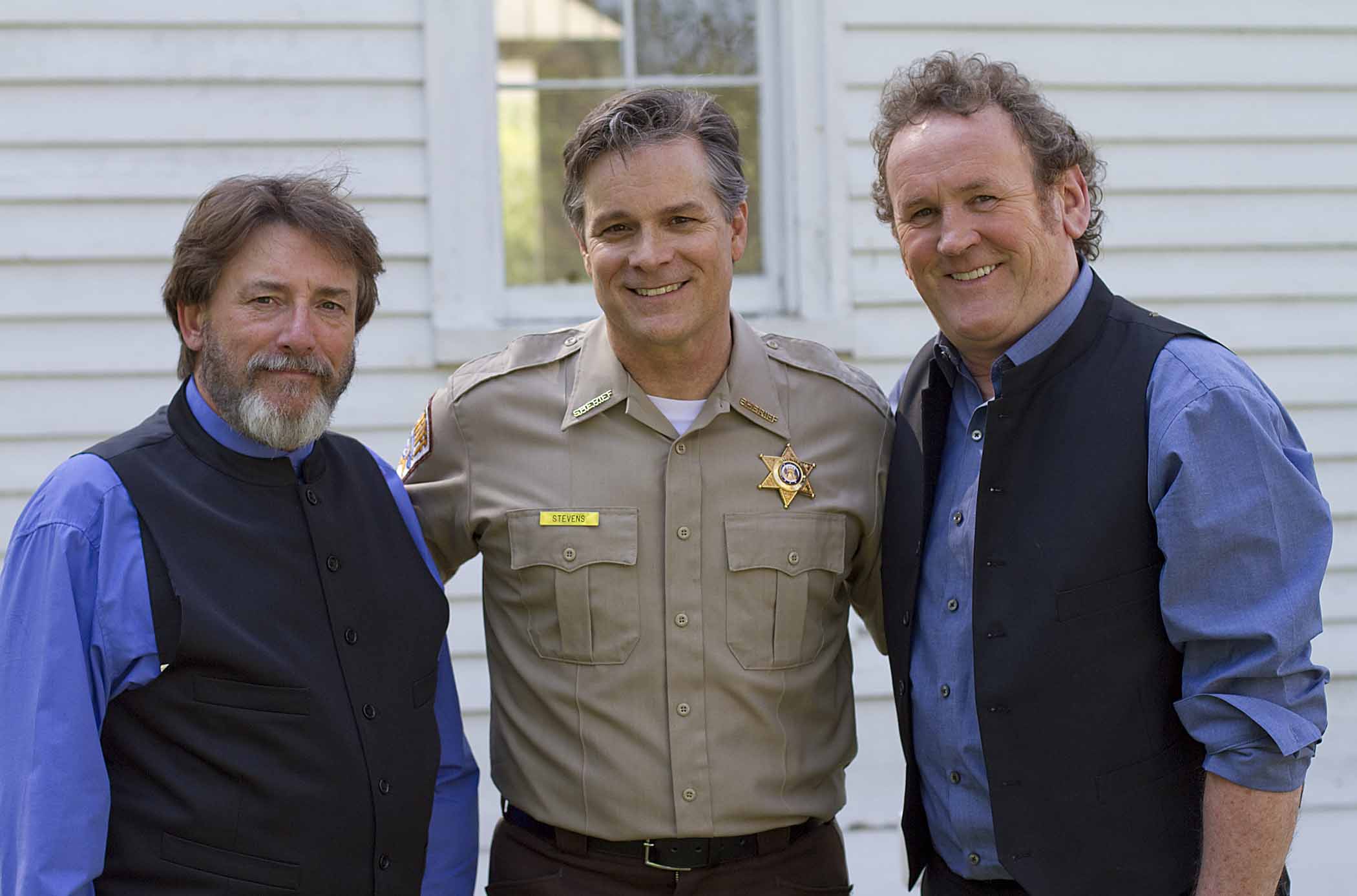 Jim McKenny, Ric & Colm Meaney on the set of 