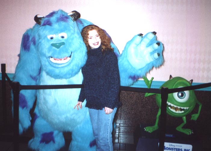 Lisa Rhyne at Monsters Inc. screening with Sulley and Mike!