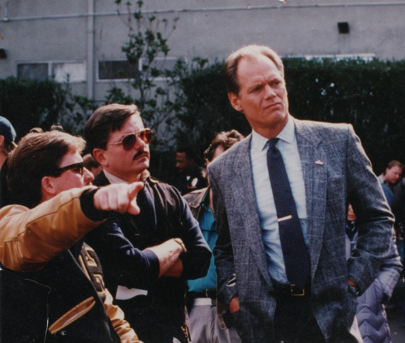 Giving technical advice to Fred Dryer on the set of Hunter