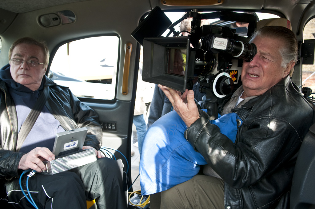 William Riead, left, with Academy Award nominated Director of Photography Jack Green on location in London filming 