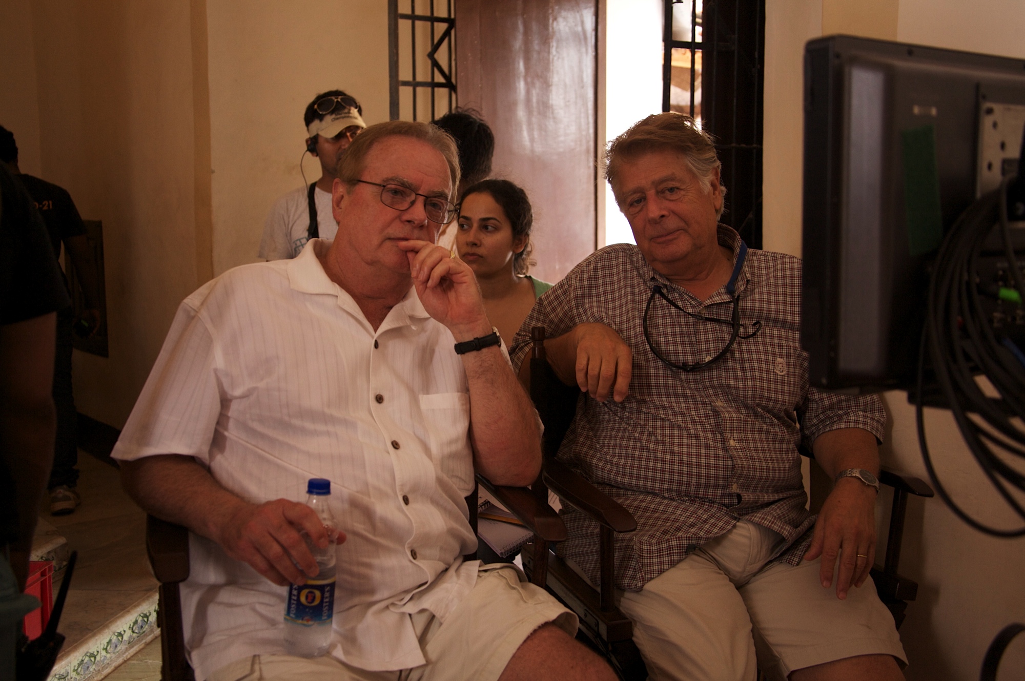 Bill Riead with director of photographer Jack Green on the set of The Letters in India.