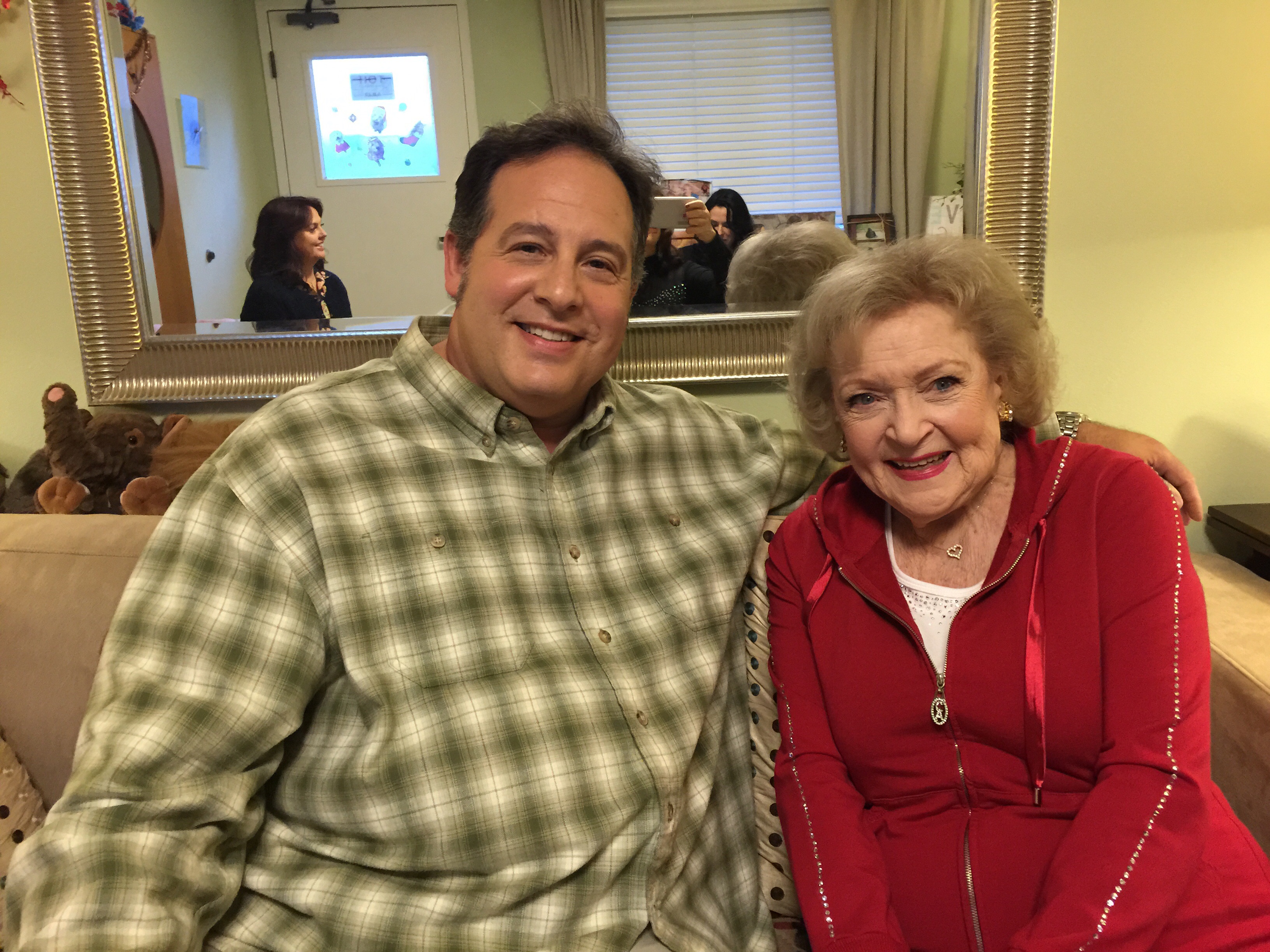 Roger Rignack with the iconic Betty White. On the set of Hot In Cleveland. Playing the role of Pete.