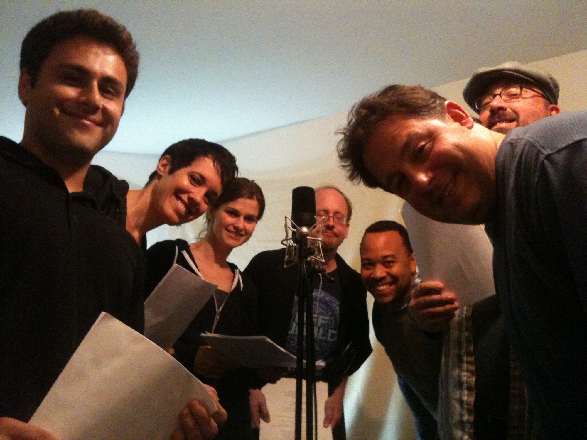 Roger Rignack and the cast of Lucky Dale: Girl Detective (Legends Animated) at the voice over session.