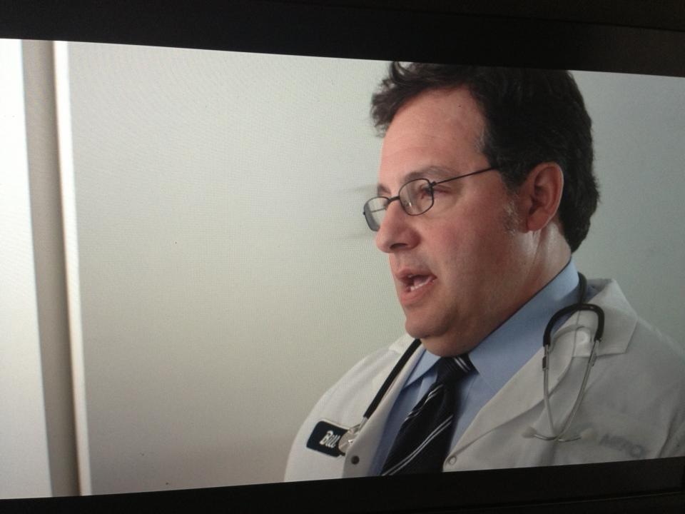 Production shot from the film, Conviction. Roger Rignack as Dr. Crouch.