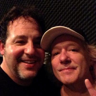 Roger Rignack with Scorpions drummer, James Kottak, during band rehearsal.