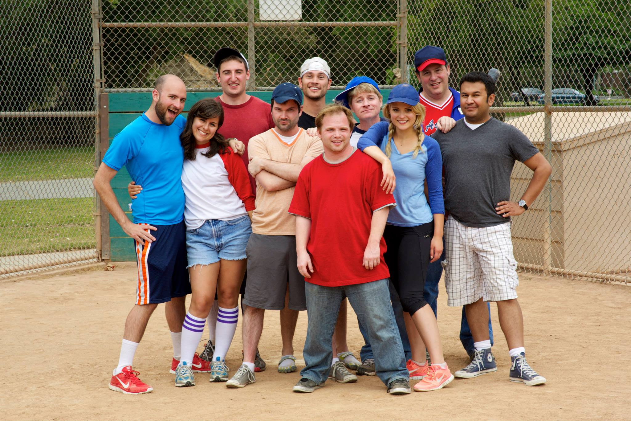 Roger Rignack as Coach Jim Spear with the cast of the web series, Professional Friend.