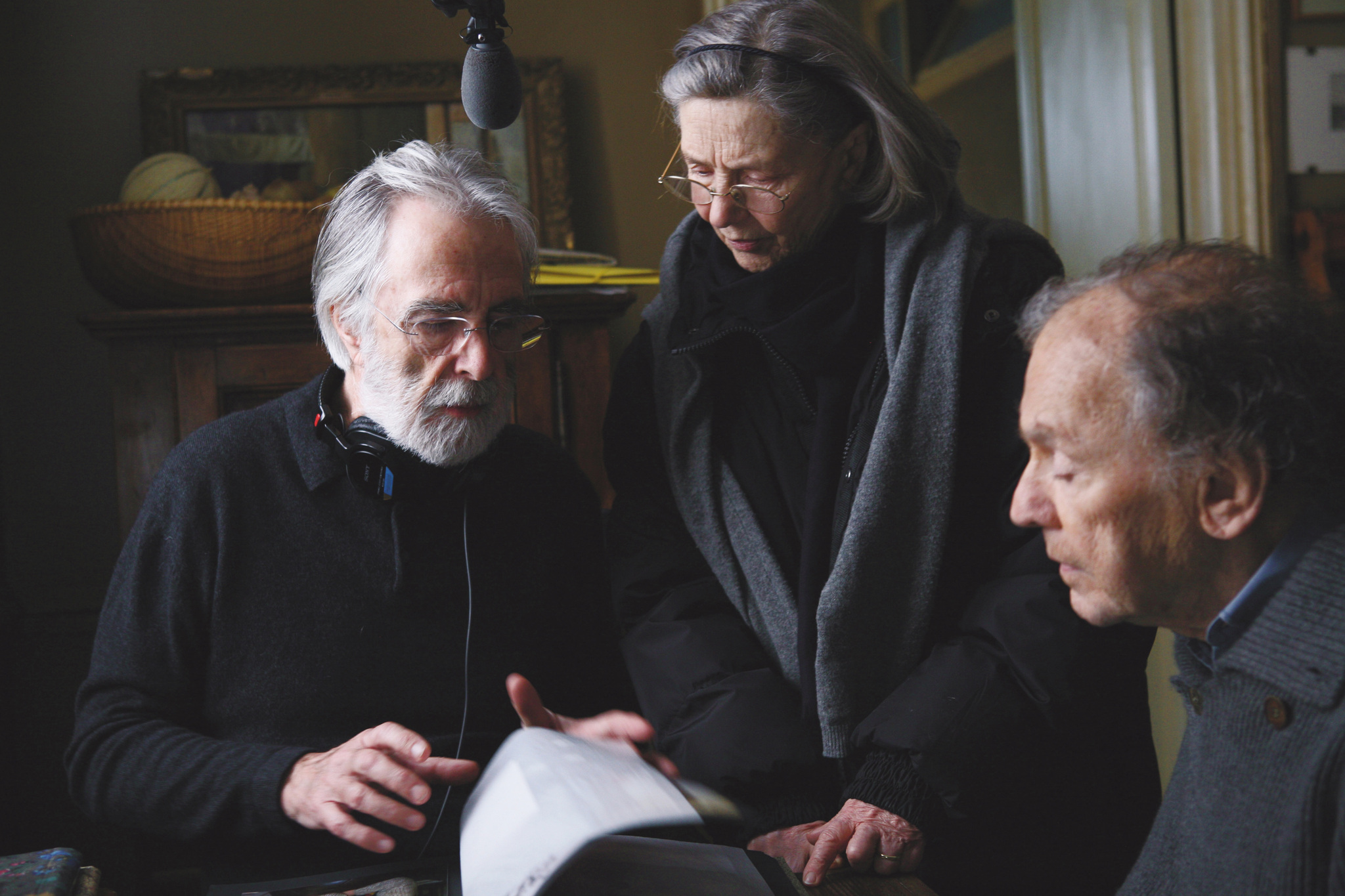 Still of Jean-Louis Trintignant, Michael Haneke and Emmanuelle Riva in Amour (2012)