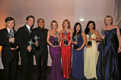 Jessalyn Gilsig, Jane Lynch, Naya Rivera, Iqbal Theba, Jayma Mays, Chris Colfer and Jenna Ushkowitz