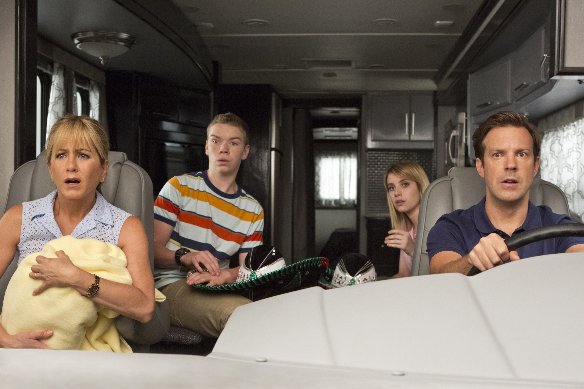 Still of Jennifer Aniston, Emma Roberts, Jason Sudeikis and Will Poulter in Labas, mes Mileriai (2013)