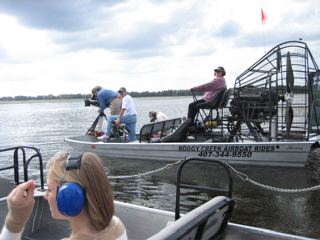 Cameron Roberts (operating Varicam) for Boggy Creek Airboat Rides Commercial. Also pictured, Gary Bristow (standing), and Greg S. Jones (seated lower right).