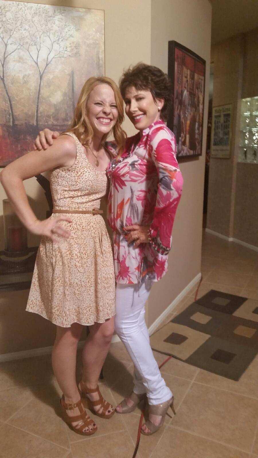 On the set of Holiday Breakup, Katie Leclerc and Diane Robin