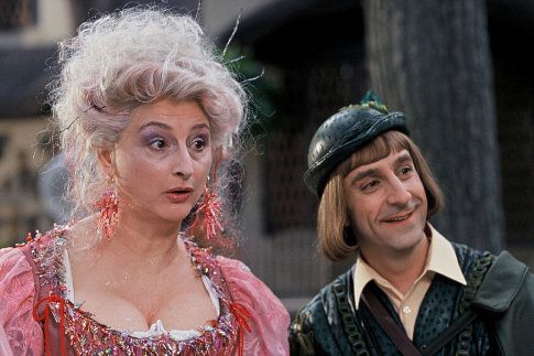 Pierrette Robitaille as Fairy Godmother and Martin Drainville as Prince Ludovic in the Denise Filiatrault film ALICE'S ODYSSEY / L'ODYSSEÉ D'ALICE TREMBLAY