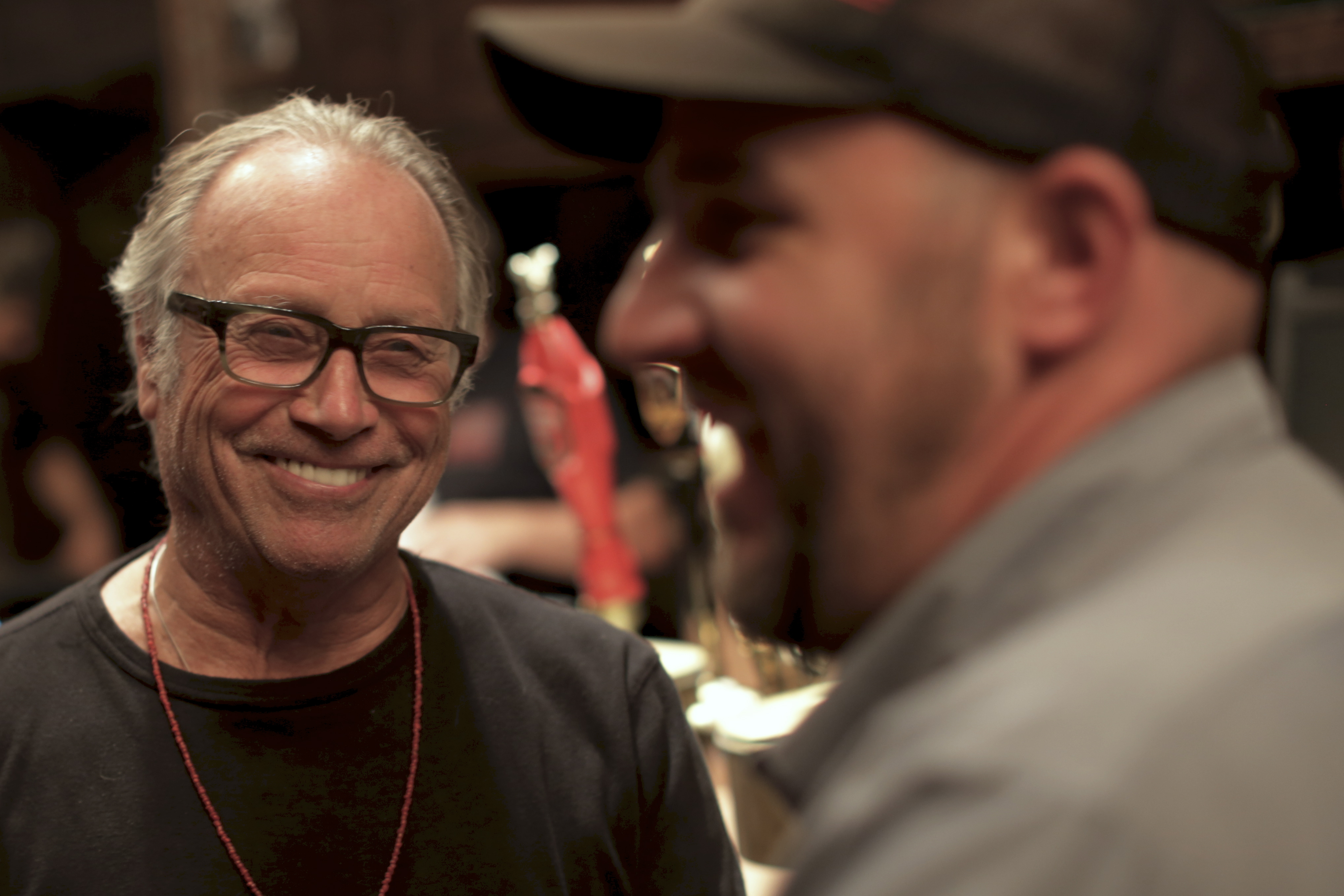 sharring a laugh on set with director Kevin Goetz