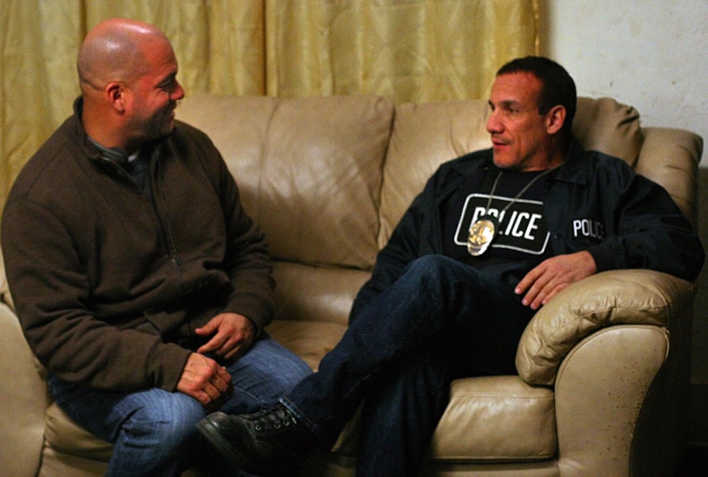 David Rodriguez and Paul Ben-Victor on the set of The Blue Wall - pilot presentation