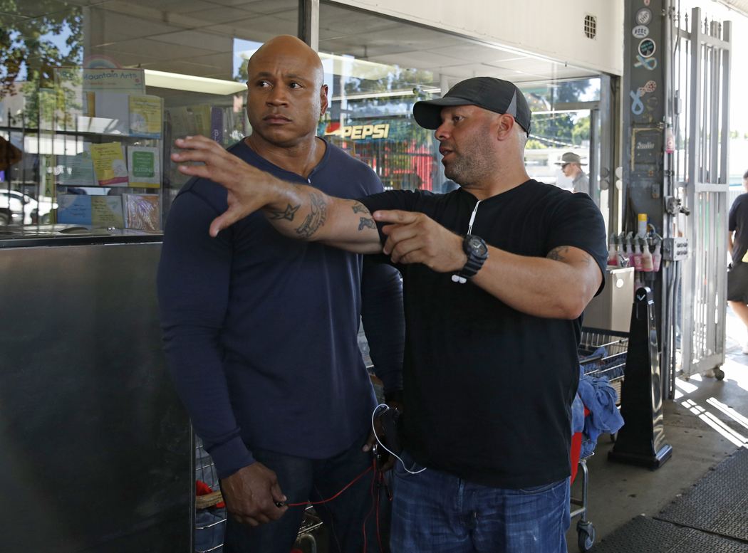 LL Cool J and David Rodriguez on the set of NCIS Los Angeles