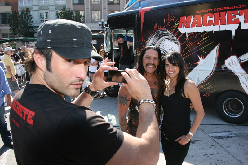 Robert Rodriguez, Danny Trejo and Michelle Rodriguez at event of Machete (2010)