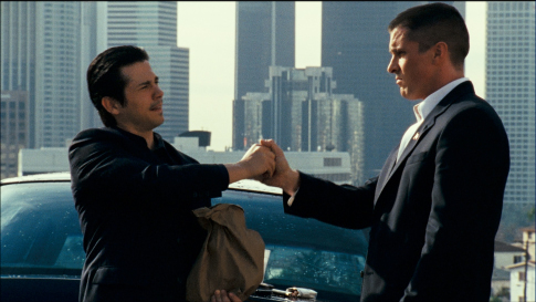 Still of Christian Bale and Freddy Rodríguez in Harsh Times (2005)