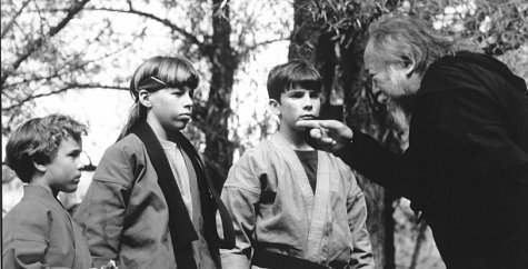 Still of Mathew Botuchis, Michael O'Laskey II, James Paul Roeske II and Victor Wong in 3 Ninjas: High Noon at Mega Mountain (1998)