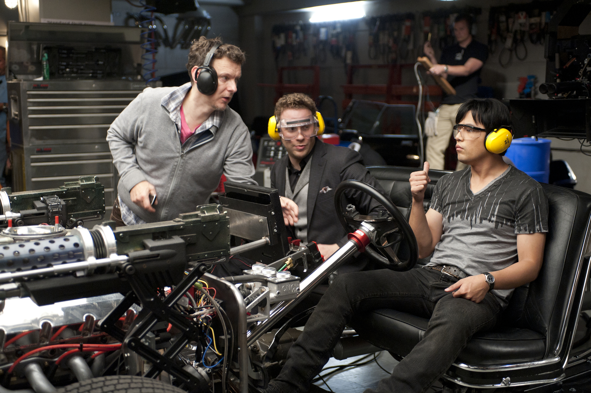 Still of Michel Gondry, Seth Rogen and Jay Chou in Zalioji sirse (2011)