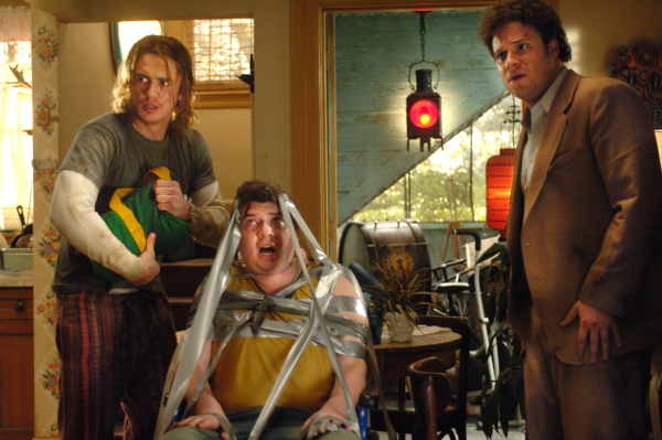 Still of James Franco, Seth Rogen and Danny McBride in Mari Huanos ekspresas (2008)