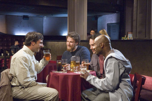 Still of Steve Carell, Romany Malco and Seth Rogen in The 40 Year Old Virgin (2005)