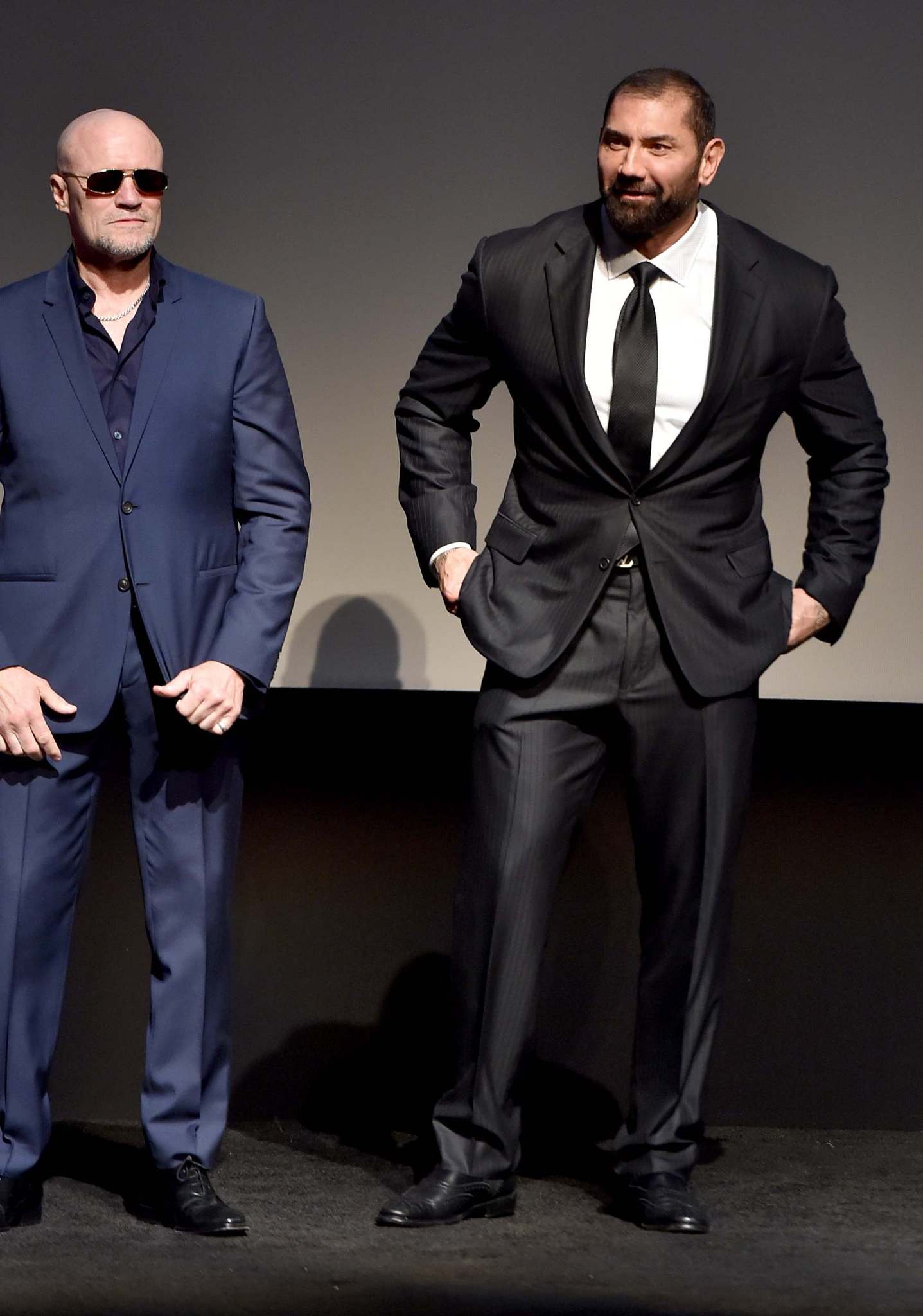 Michael Rooker and Dave Bautista at event of Galaktikos sergetojai (2014)