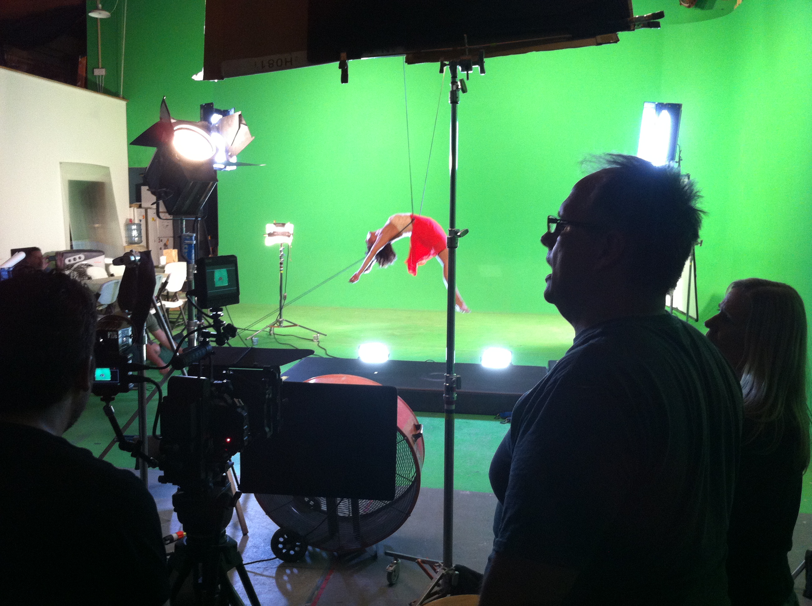 Music video shoot at TDJ/Creative Studios, North Hollywood. Stunts, green screen and wire work day.