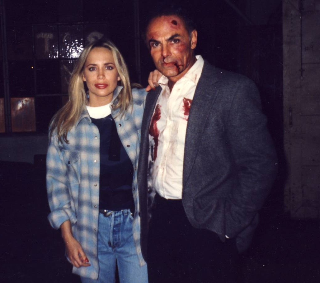 Sherrie Rose and John Saxon on set of Maximum Force