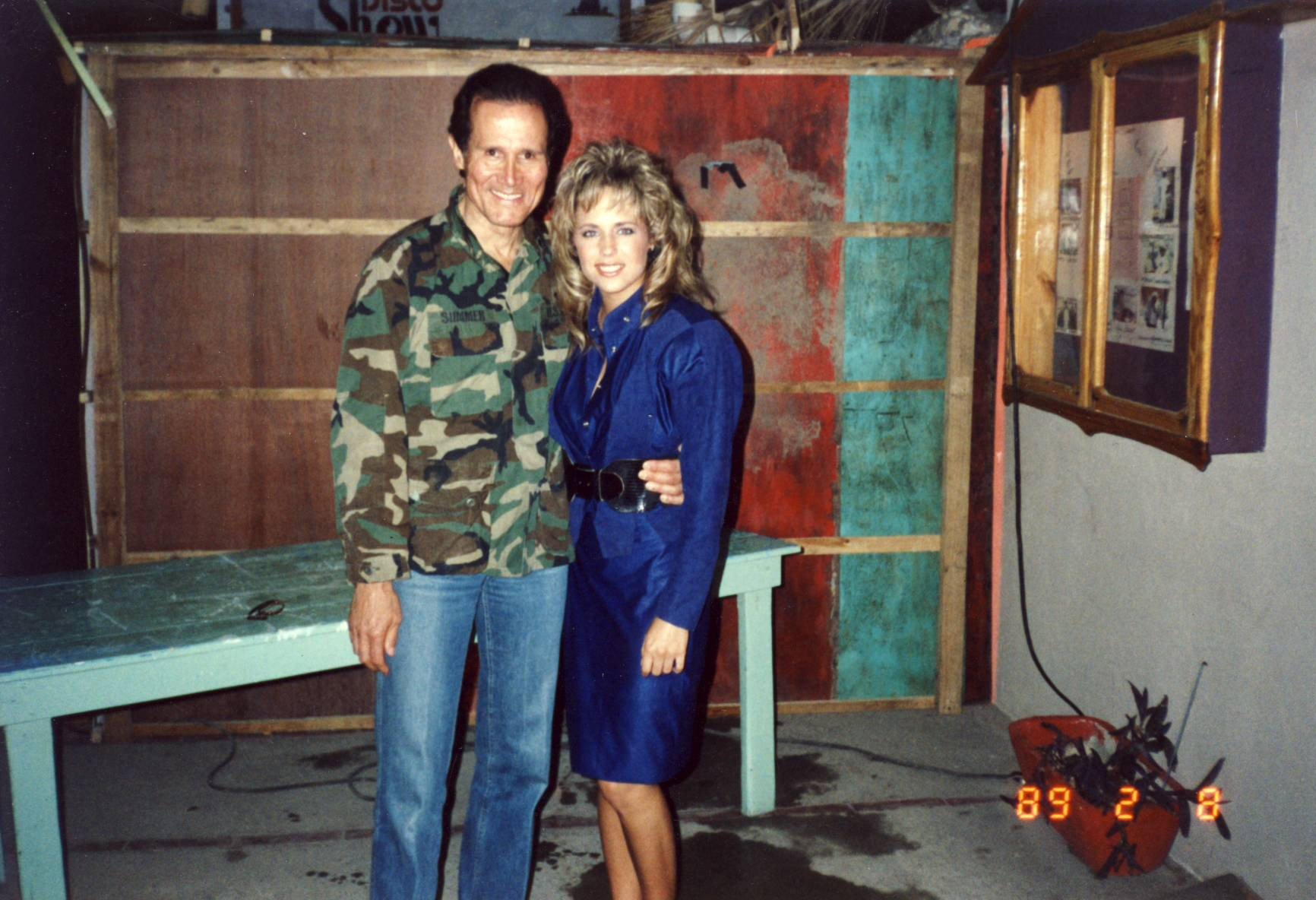 Henry Silva and Sherrie Rose on the set of Cyborg