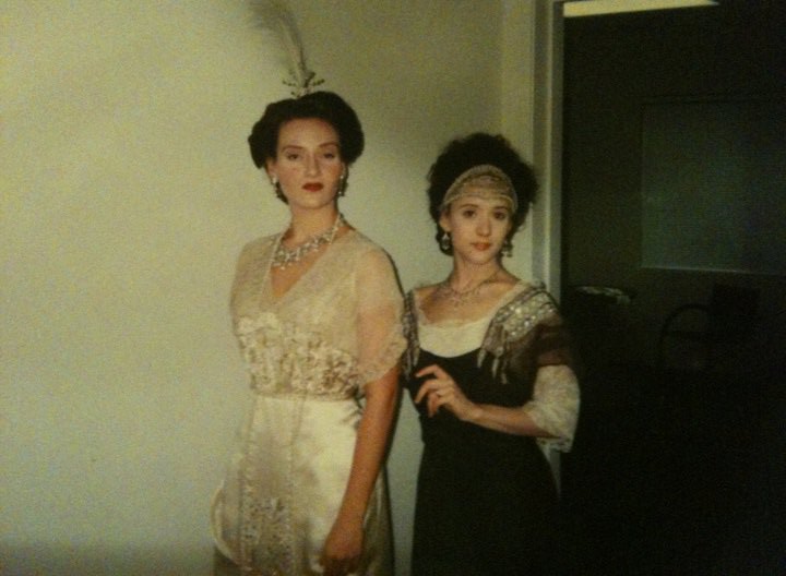 As Mary Marvin on the set of Titanic with Rochelle Rose, Countess of Rothes