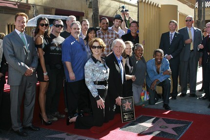 Ricco Ross celebrating James Cameron receiving his star on the Hollywood Walk of Fame with Sigourney Weavers, Arnold Schwarzenegger