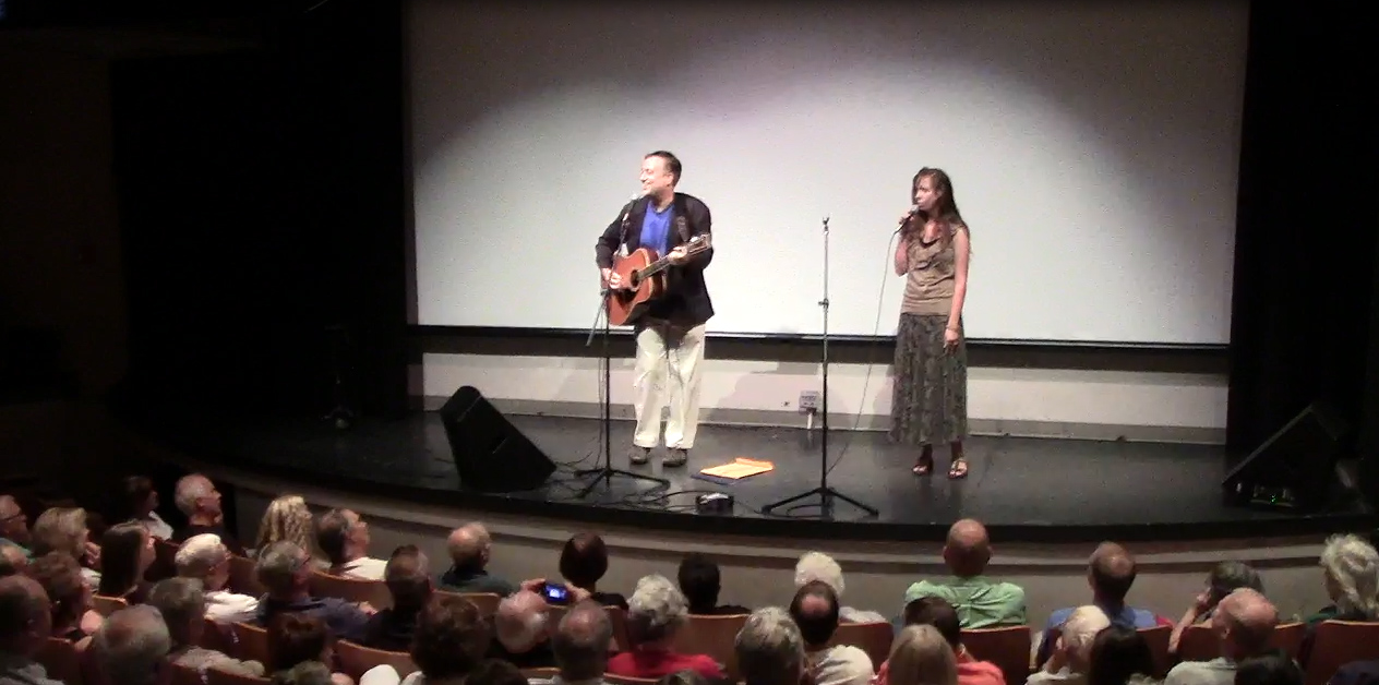 Richard Rossi performing the Clemente movie theme song with Lisa Sobek before sold-out crowd in Pittsburgh at Strand Theater for premiere of his film 