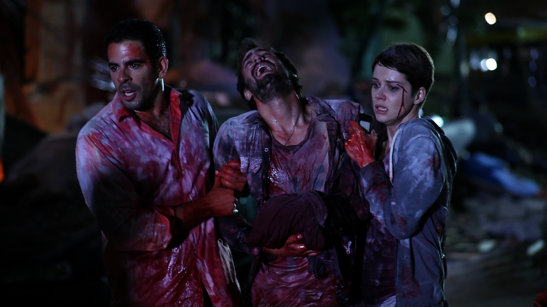 Still of Andrea Osvárt, Eli Roth and Ariel Levy in Aftershock (2012)