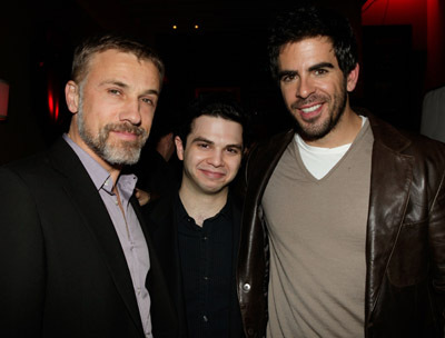 Samm Levine, Eli Roth and Christoph Waltz at event of Negarbingi sunsnukiai (2009)