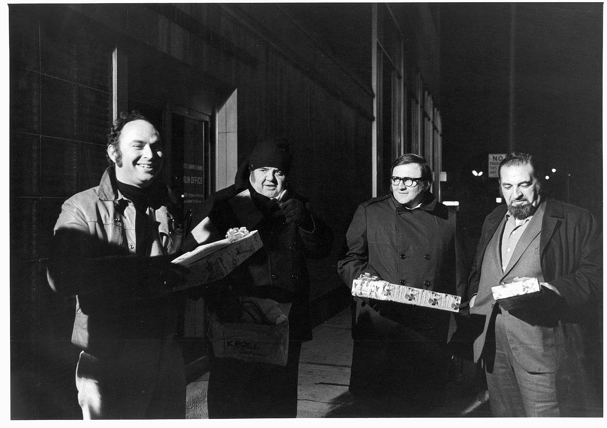 Left to Right, Don Schain (Director), Dick Ashe (Assistant Director), Ralph Desiderio (Producer), and Ed Lapidus (Production Manager) at the wrap of 