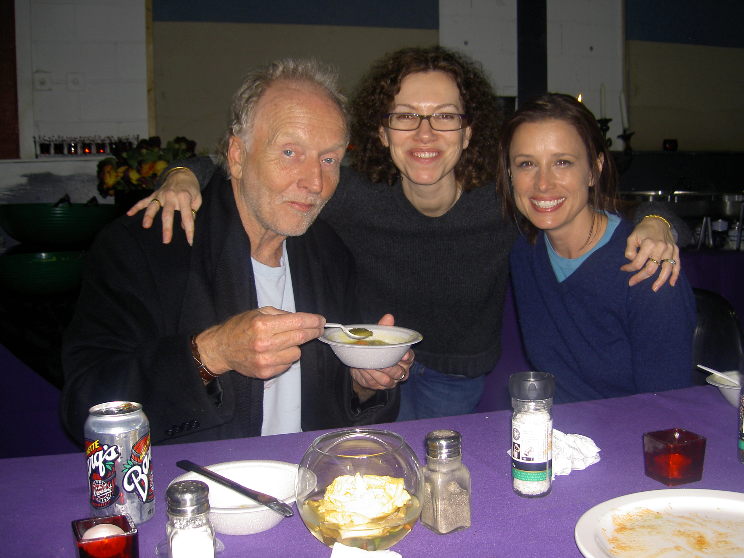 Tobin Bell, Elizabeth Rowin and Shawnee Smith on the set of SAW VI.