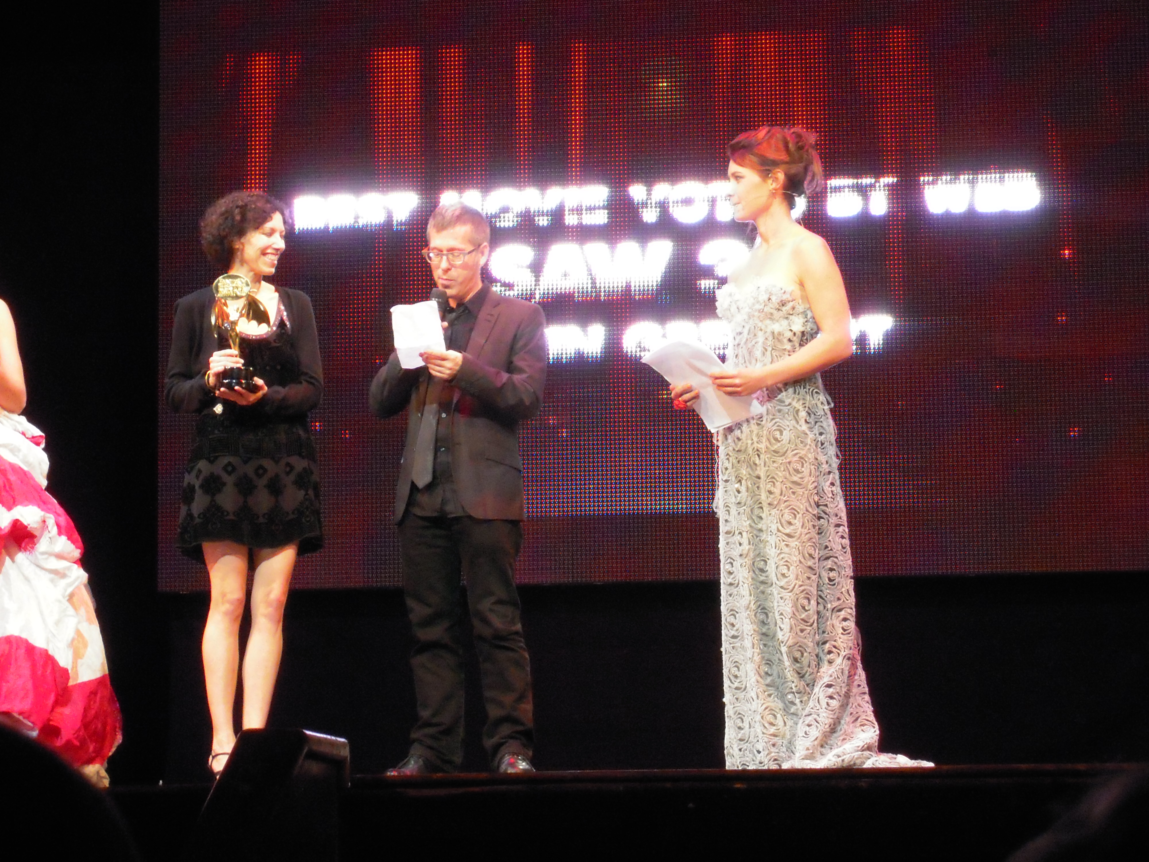 Elizabeth Rowin, Kevin Greutert and Kristina Klebe at the 2011 Fantasy Horror Awards in Orvieto, Italy.