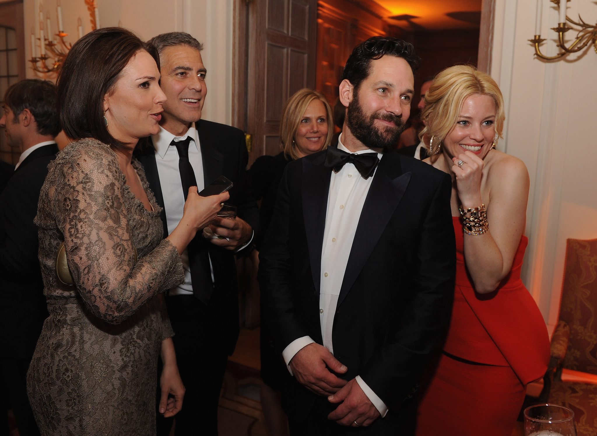 George Clooney, Elizabeth Banks, Erica Hill and Paul Rudd