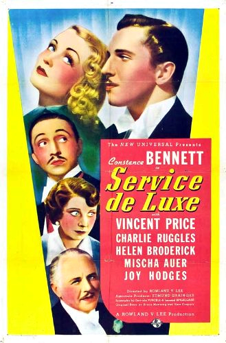 Constance Bennett, Vincent Price, Mischa Auer, Helen Broderick and Charles Ruggles in Service de Luxe (1938)