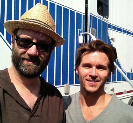 Peter Stand Rumpel and Ryan Kwanten on the set of The Right Kind of Wrong.